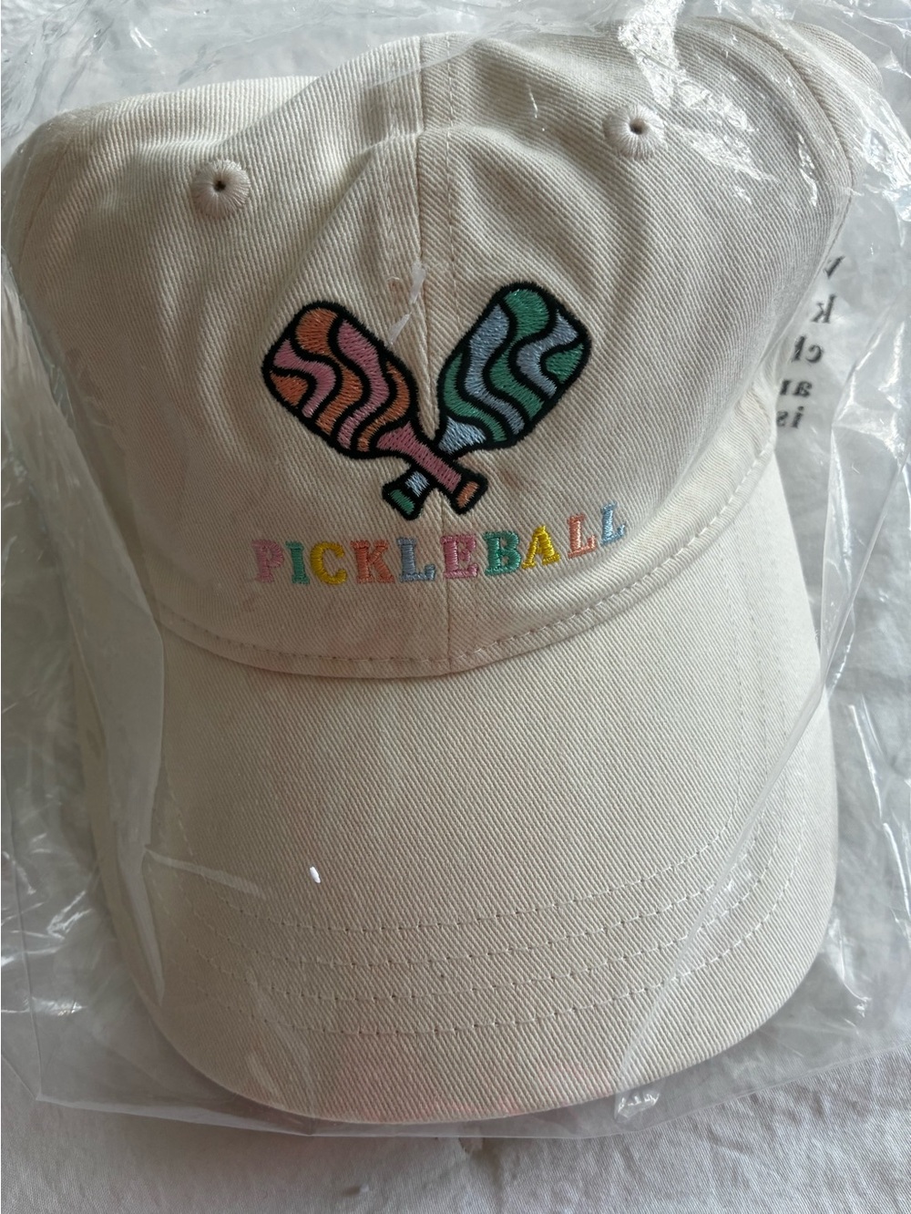 New Cream Pickleball Embroidered Baseball Cap